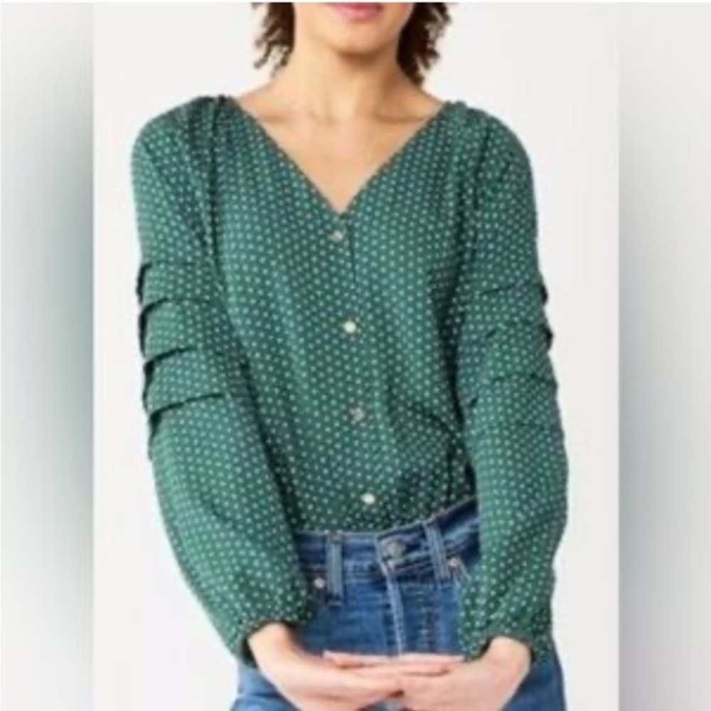 Draper James Forest Green Polka Dot Bodysuit‎